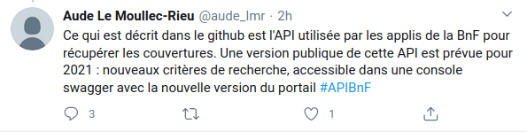 Ce qui est décrit dans le github est l'API utilisée par les applis de la BnF pour récupérer les couvertures. Une version publique de cette API est prévue pour 2021 : nouveaux critères de recherche, accessible dans une console swagger avec la nouvelle version du portail